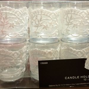 Lace Covered Glass Votive Candle Holder